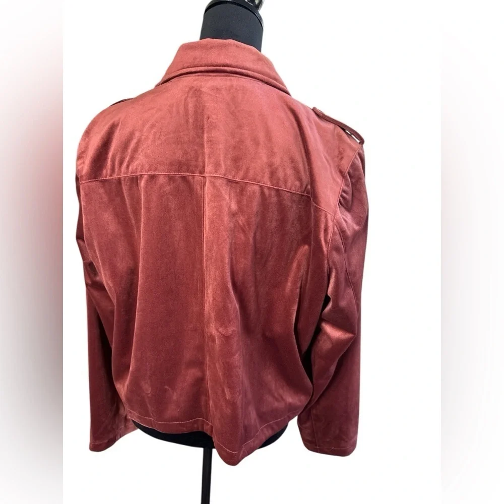 Lauren Conrad Velvet Moto Jacket XXL Rust Brown Faux Suede Zip Up